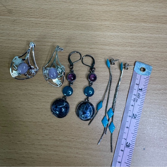 Hand Crafted Silver and Blue Earrings Set - Picture 6 of 8